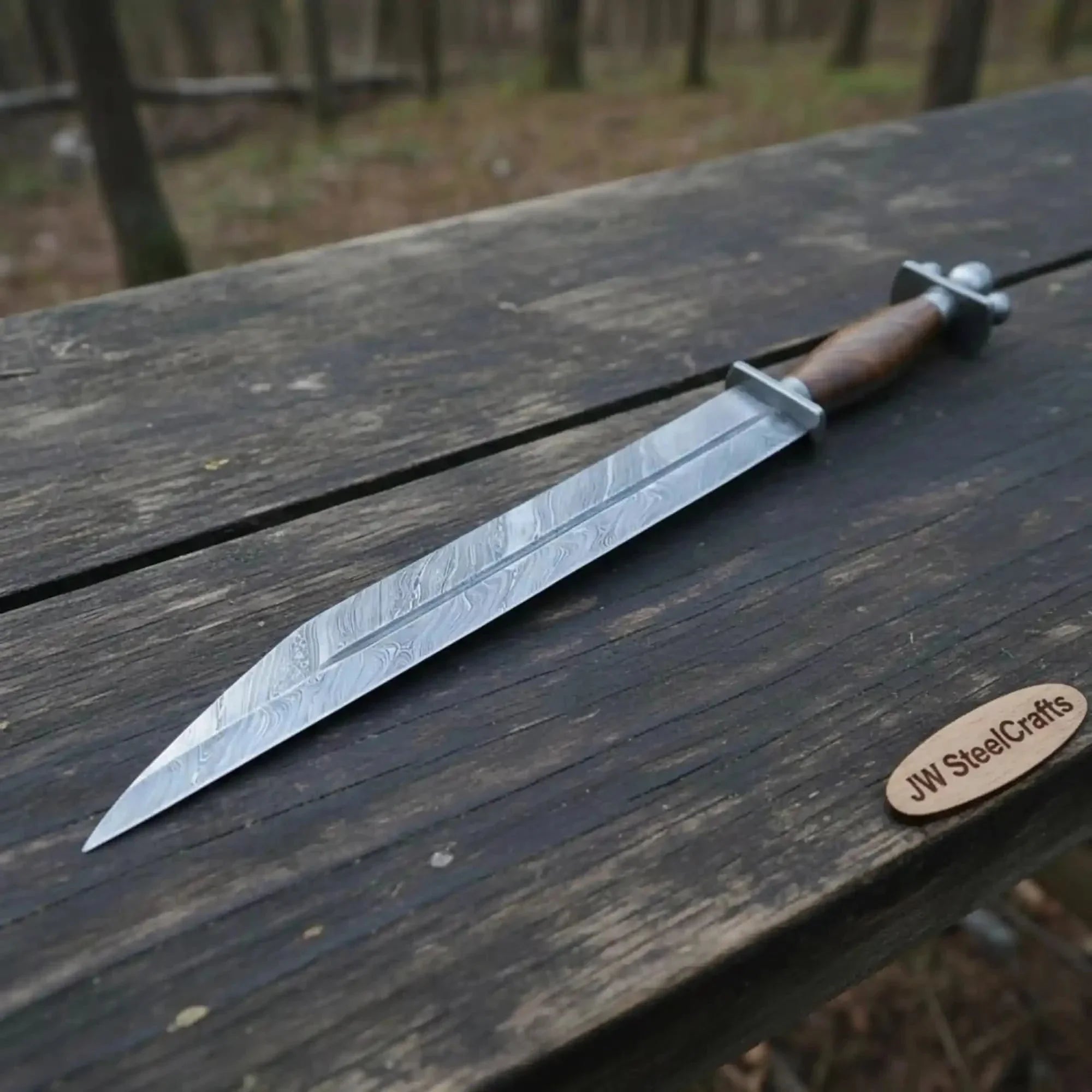 Norseman's Gladius Seax 18" Handmade Full Damascus Steel Langseax Blade