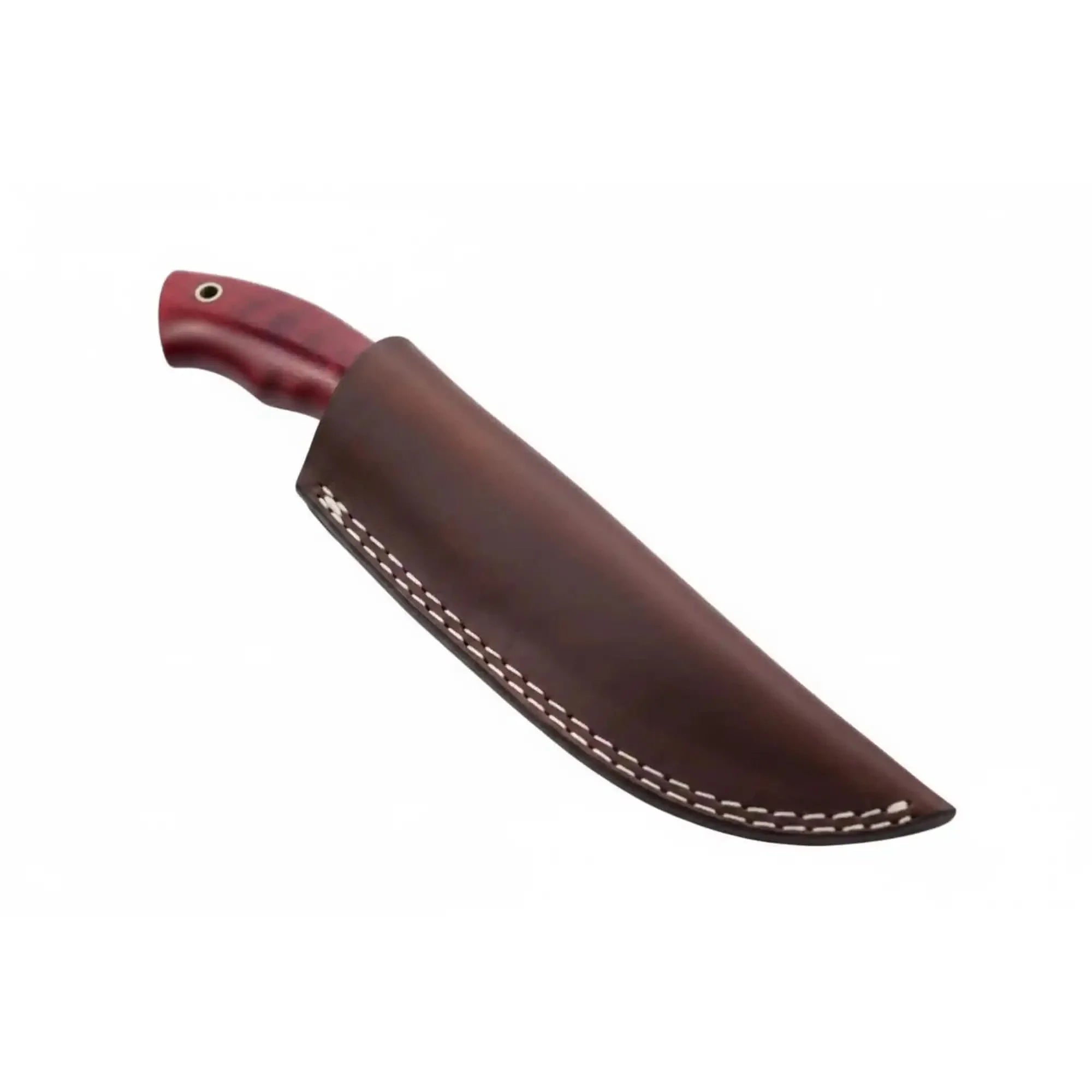 Damascus Trailing Point Skinner Knife with Red Wood Handle – 9 Inch Overall