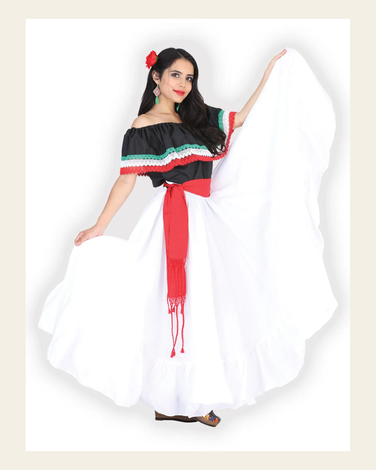 Dancing Skirt Doble Vuelo 100% Cotton White 601632 on a warm cream background