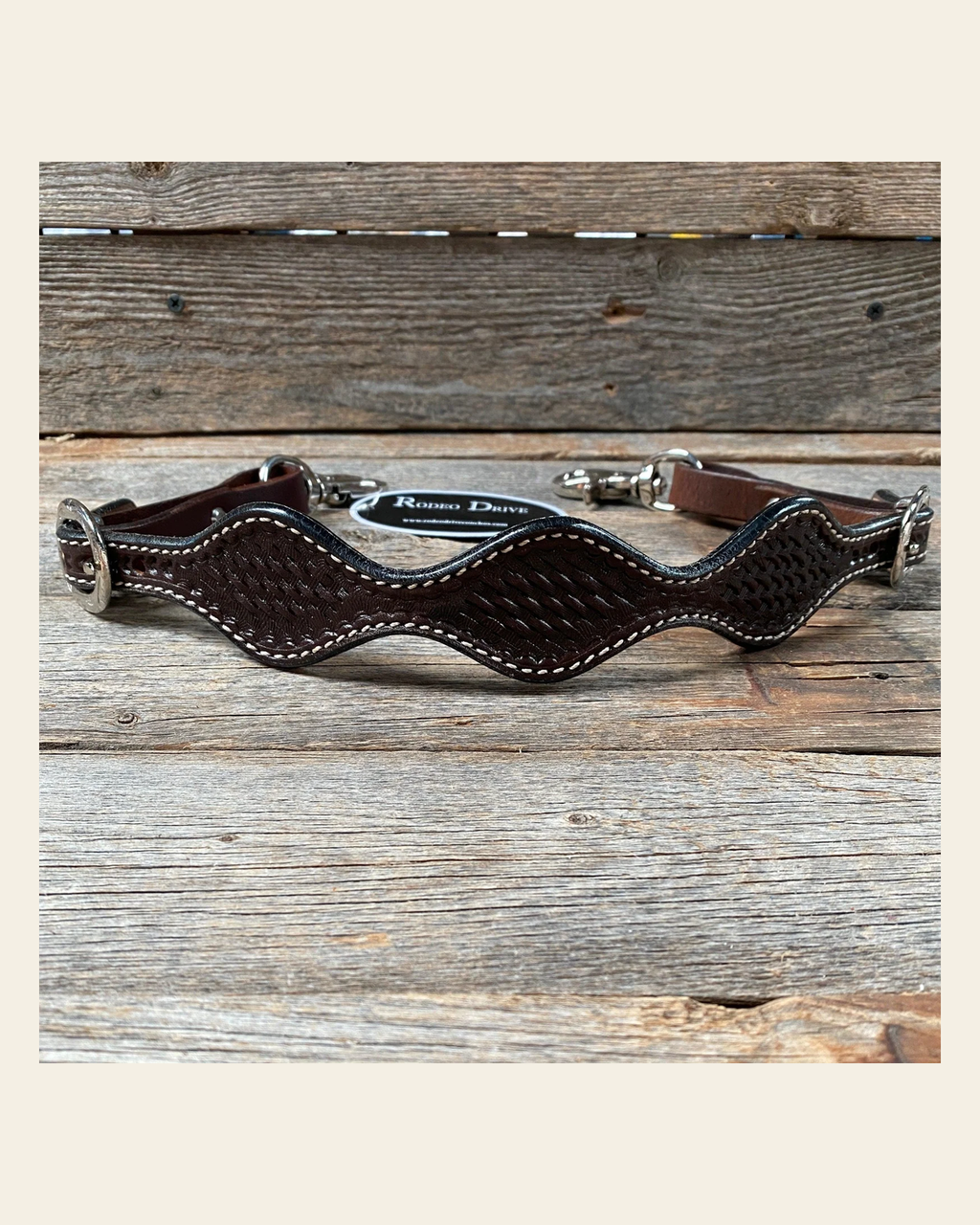 Dark Basketweave Wither Strap #WSBD on a warm cream background