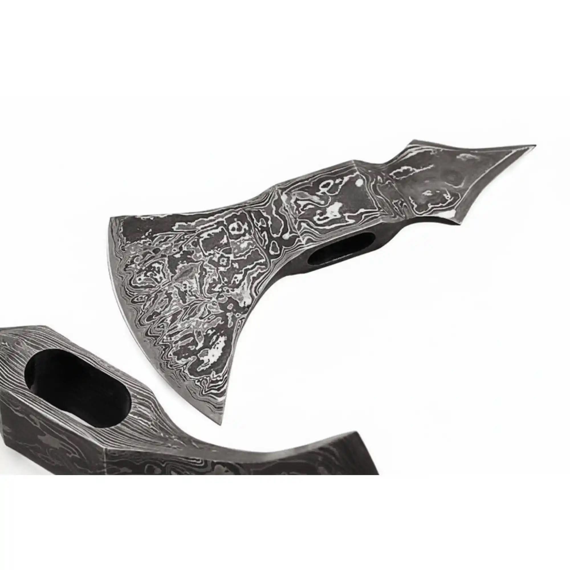 Ravenspine Spike Axe 7" Handmade Damascus Bearded Head with Spike