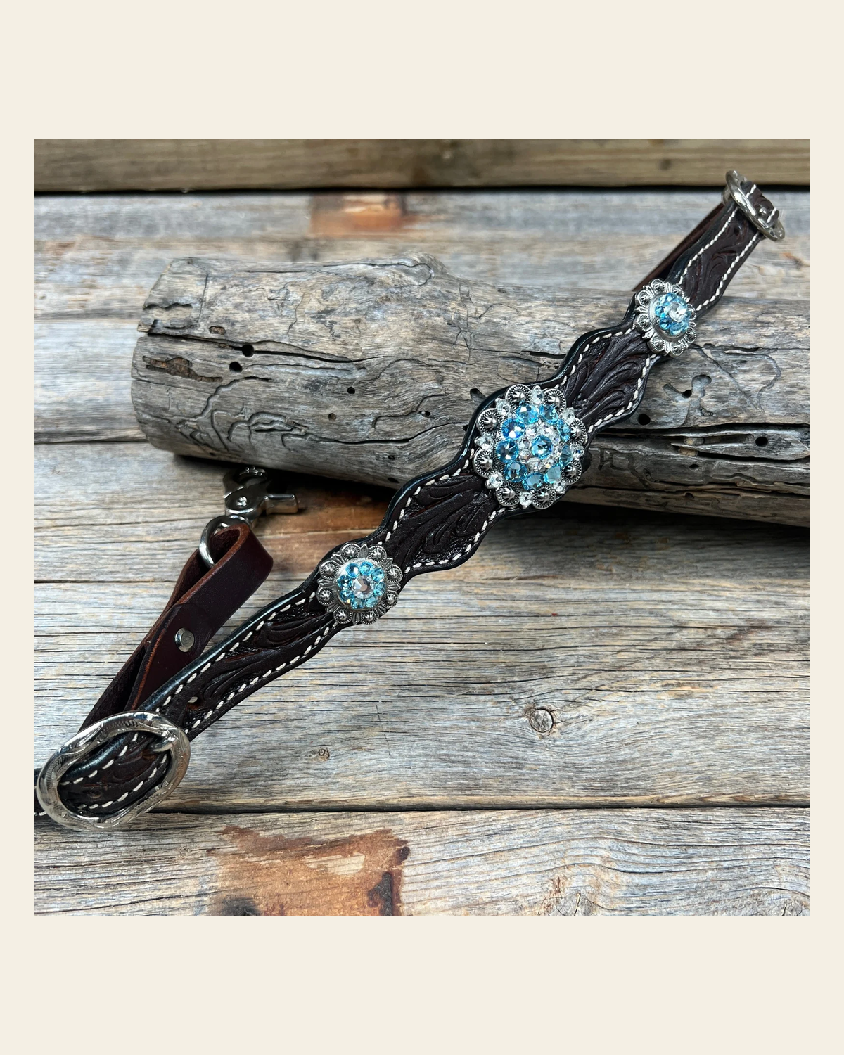 Dark Floral Wither Strap #WS108 on a warm cream background