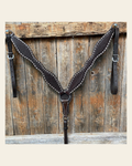 Dark Oil Basketweave Buckstitch Breastcollar on a warm cream background