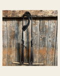 Dark Oil Basketweave Buckstitch Tooled One Ear Headstall / Bridle on a warm cream background