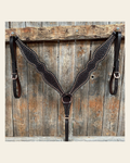 Dark Oil Honeycomb Tooled with Copper Dots Breastcollar on a warm cream background