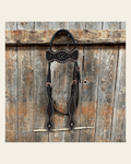Dark Oil Honeycomb Tooled with Copper Dots Browband Headstall / Bridle on a warm cream background