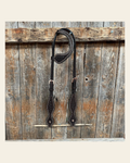 Dark Oil Honeycomb Tooled with Copper Dots One Ear Headstall / Bridle on a warm cream background
