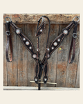 Dark Oil Floral Copper Dot AB One Ear / Breastcollar Tack Set #OEBC428 on a warm cream background