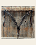 Dark Oil Floral Tooled with Copper Dots Breastcollar on a warm cream background