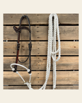 Dark Oil Floral V-Brow White Loping Hackamore #LHK029 on a warm cream background
