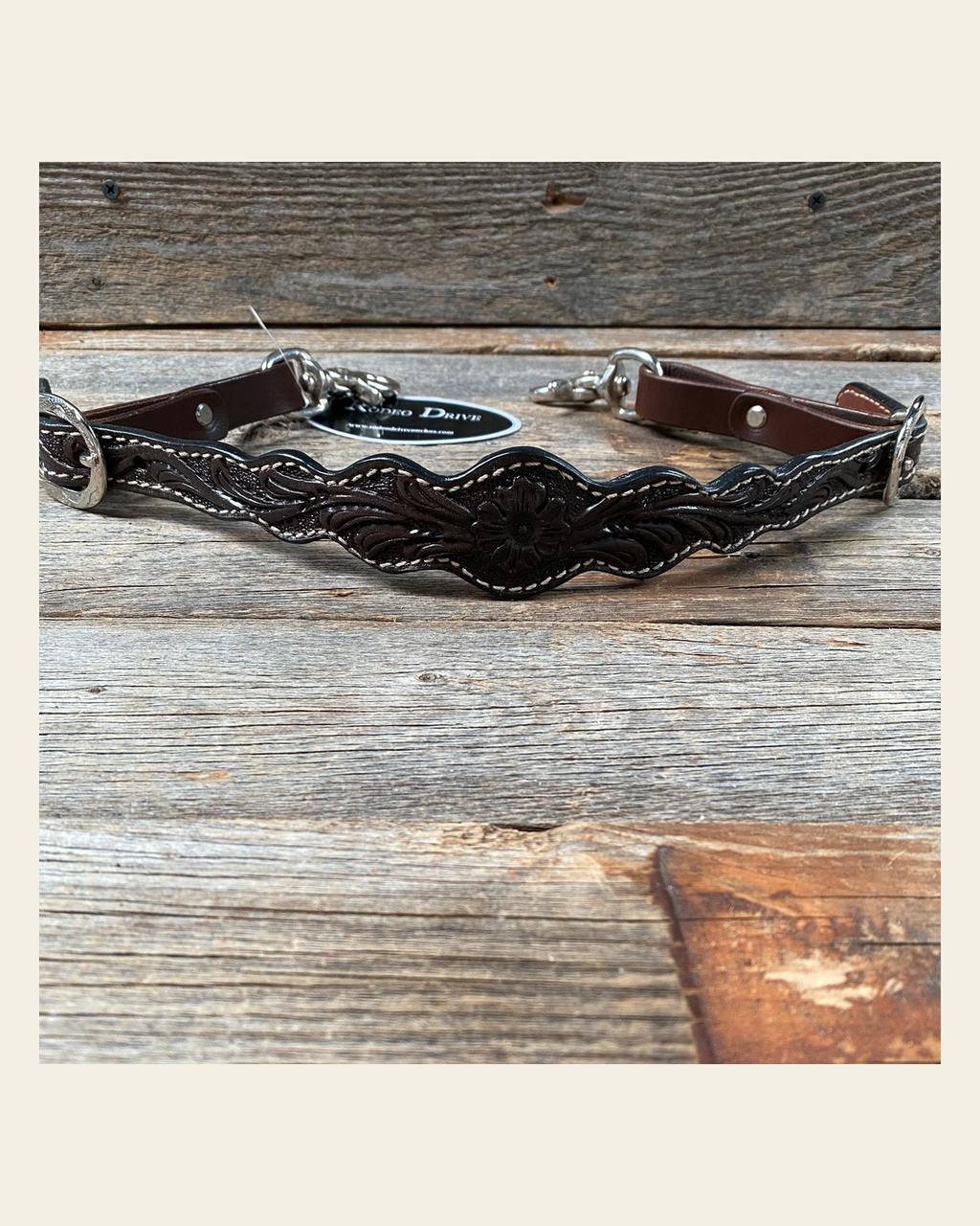 Dark Oil Floral Wither Strap #WSFD on a warm cream background