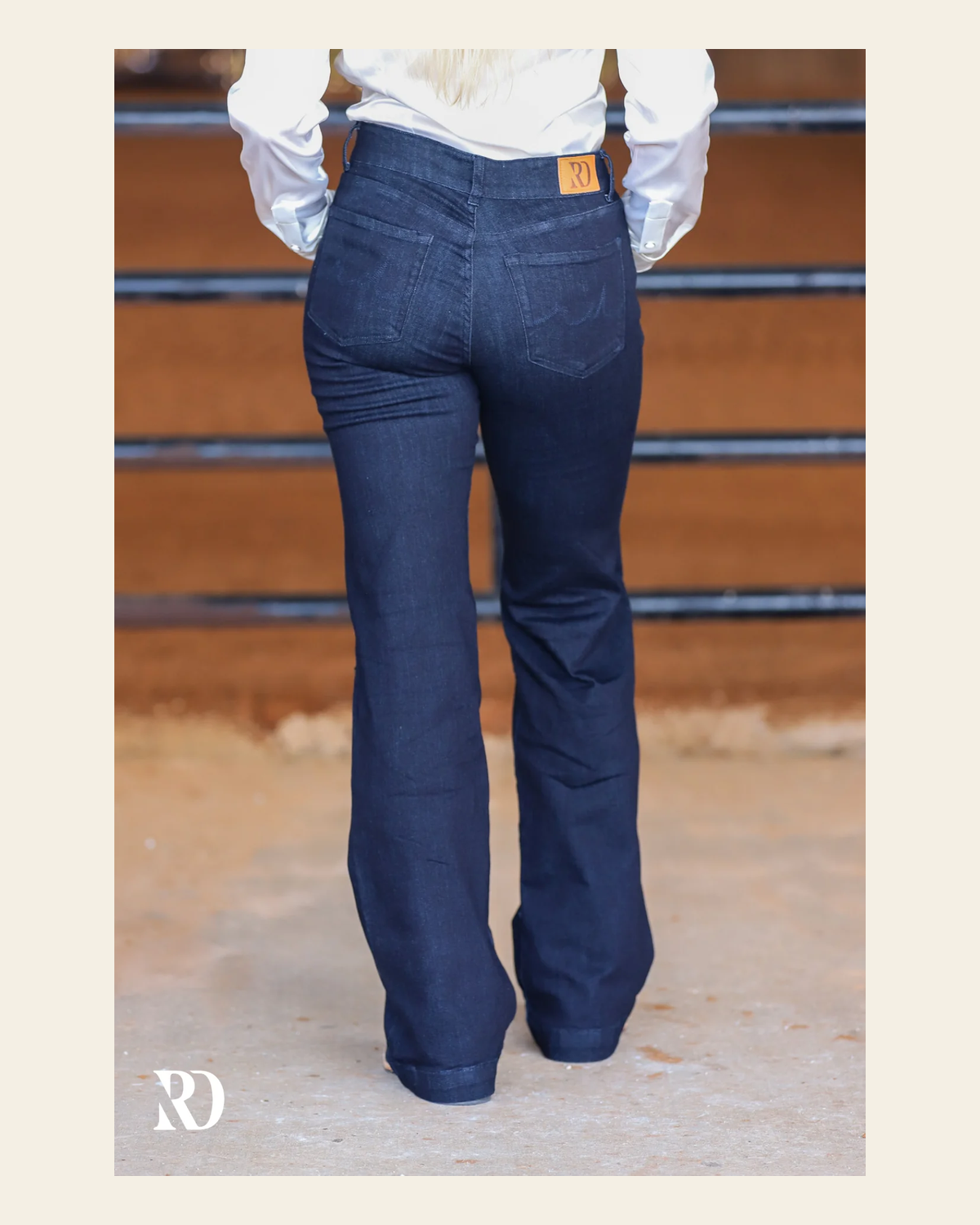 Signature Trouser Dark Wash on a warm cream background