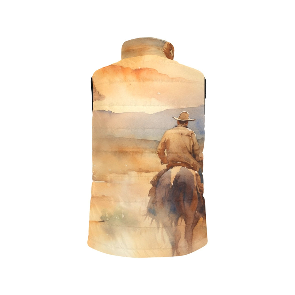 Baha Ranch Watercolor Cowboy Women's Western Puffy Vest by Baha Ranch Western Wear - product image 3