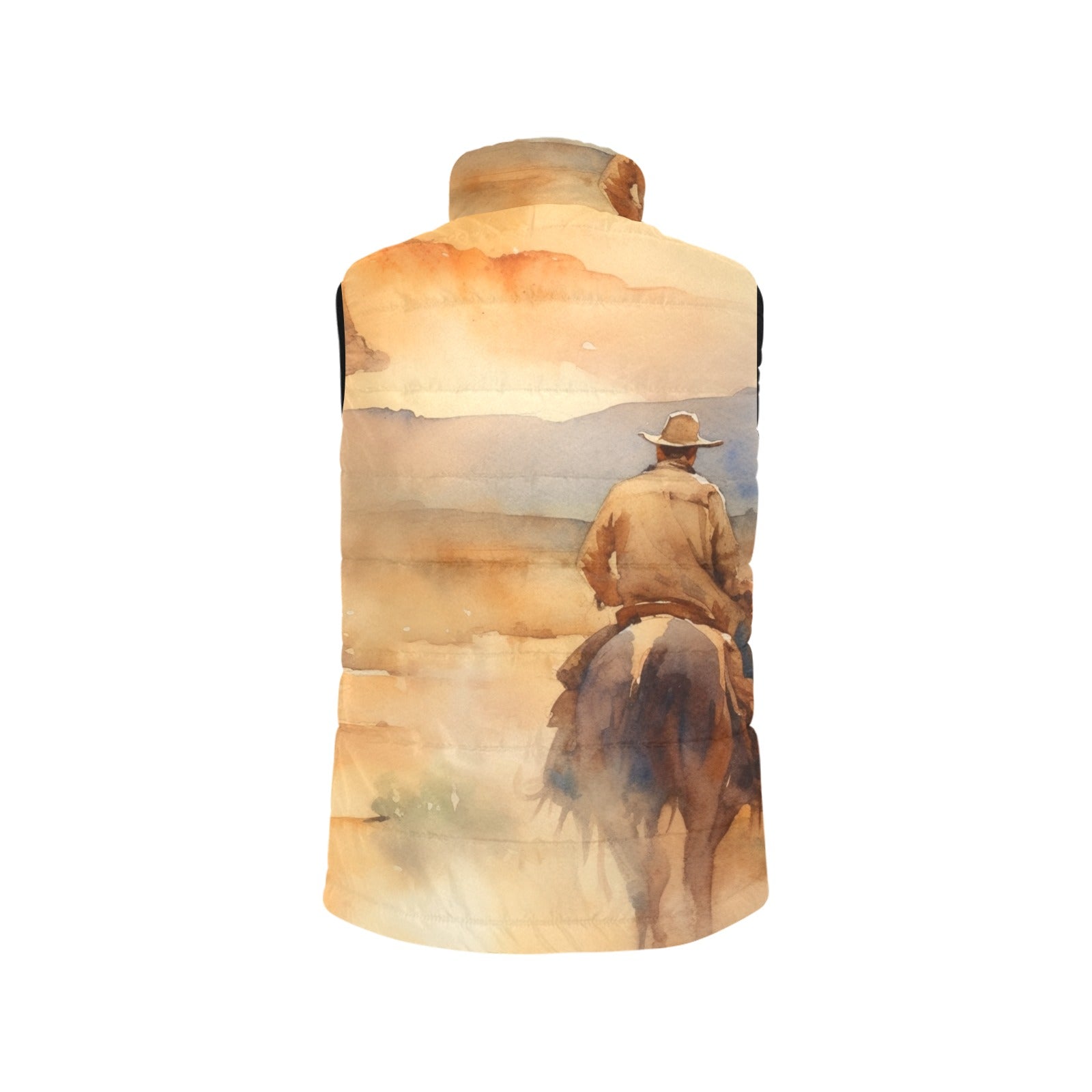 Baha Ranch Watercolor Cowboy Women's Western Puffy Vest by Baha Ranch Western Wear - product image 3