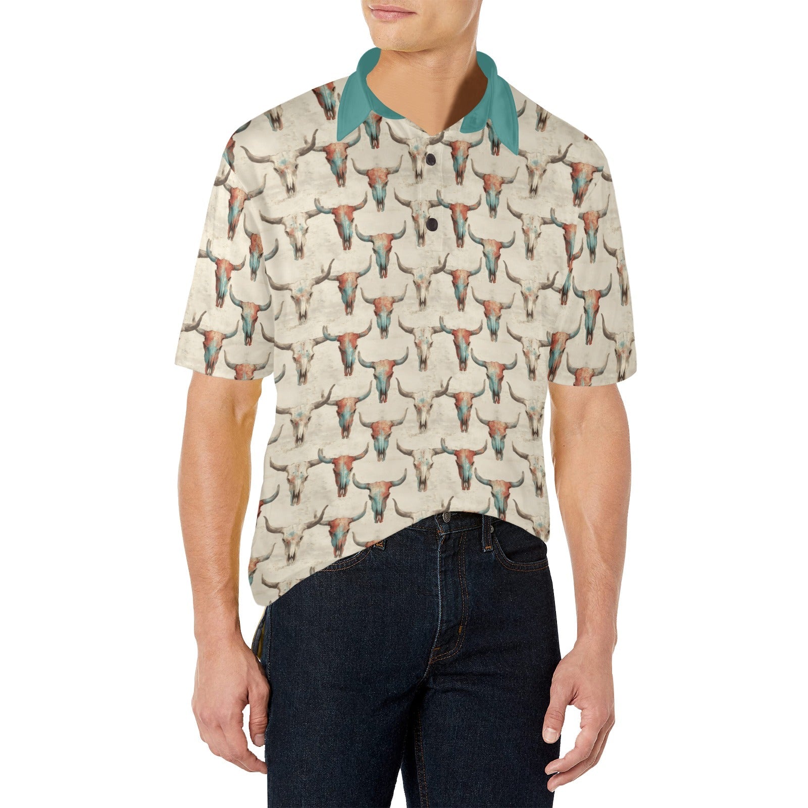 Baha Ranch Colored Skulls Men's Polo Style Shirt by Baha Ranch Western Wear - product image 3