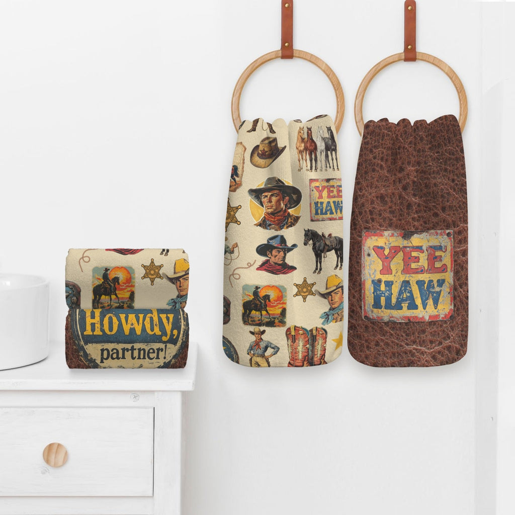 Baha Ranch Vintage Cowboy Set of 4 Kitchen Dish Towels Made in America by Baha Ranch Western Wear