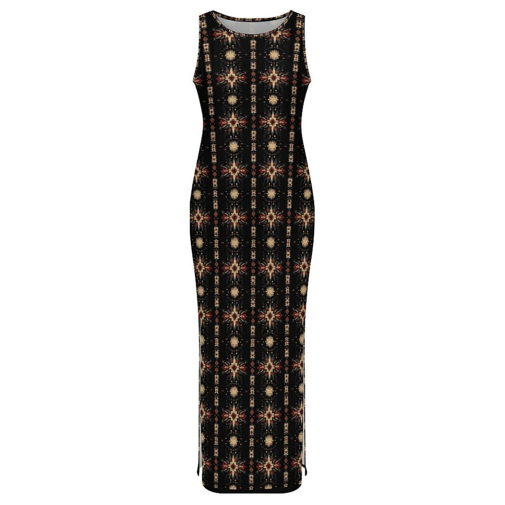 Baha Ranch Black and Tan Aztec Sleeveless Bodycon Side Slit Maxi Dress by Baha Ranch Western Wear - product image 3