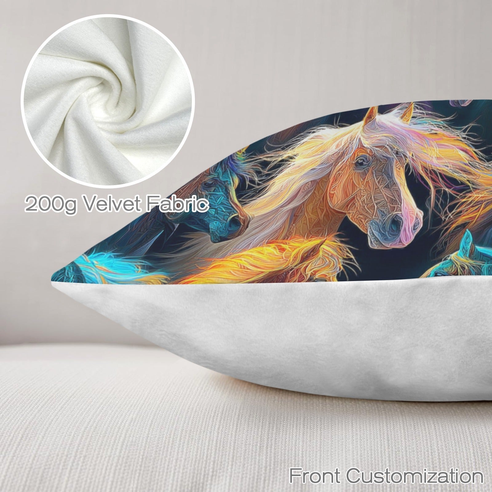 Baha Ranch Velvety Soft Colorful Horses Pillow Cover Made in America by Baha Ranch Western Wear - product image 3