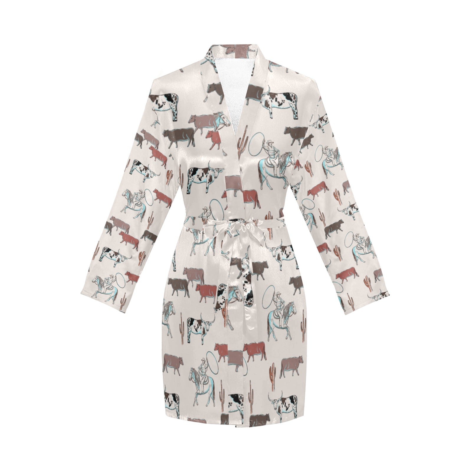 Baha Ranch Cattle Drive Women's Belted Satin Feel Dressing Lounge Robe by Baha Ranch Western Wear - product image 3