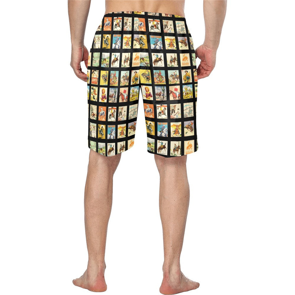 Baha Ranch Vintage Cowboy Collage Western Men's Swim Trunk Shorts by Baha Ranch Western Wear - product image 3