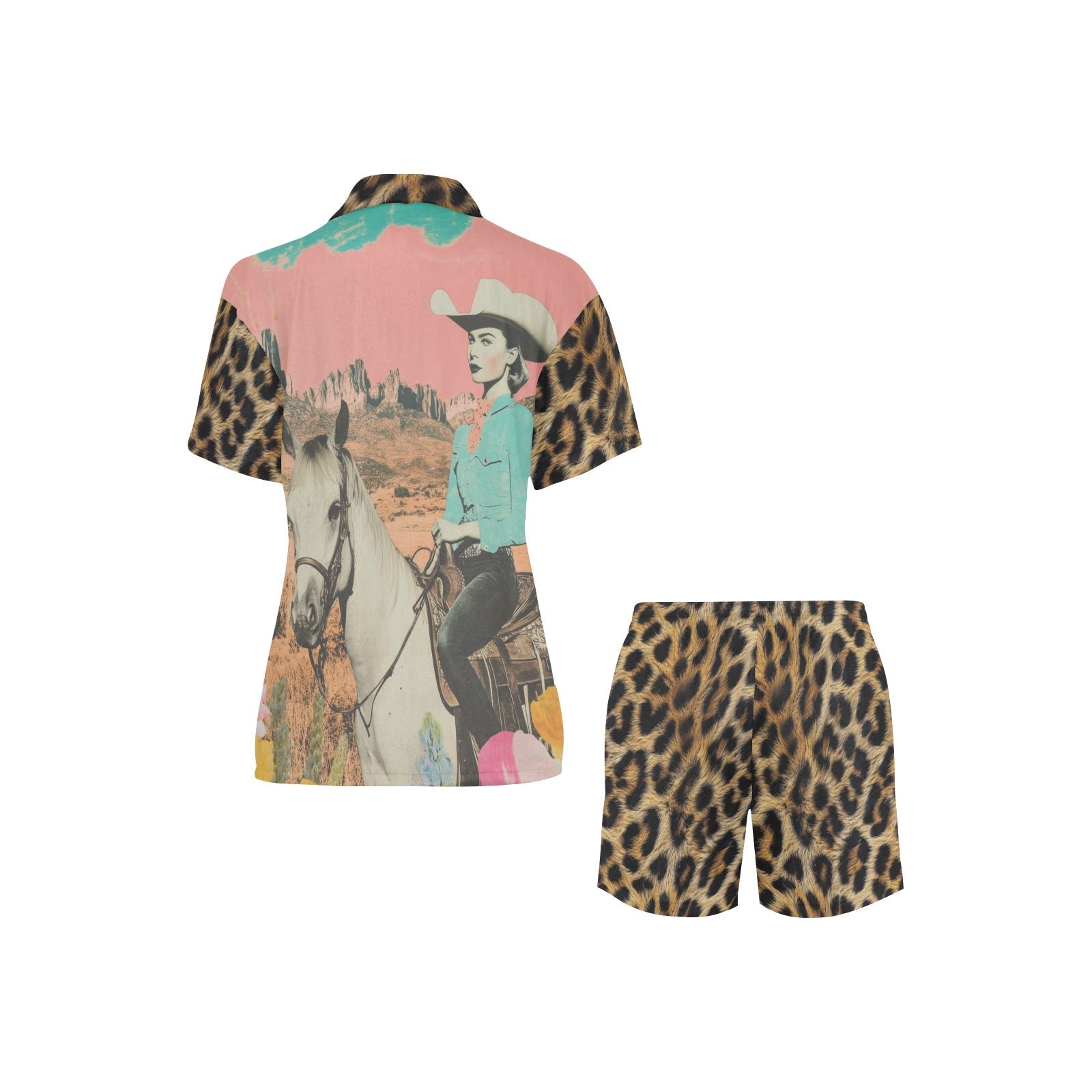 Baha Ranch Retro Pop Western Leopard Cowgirl Pajama Set by Baha Ranch Western Wear - product image 3