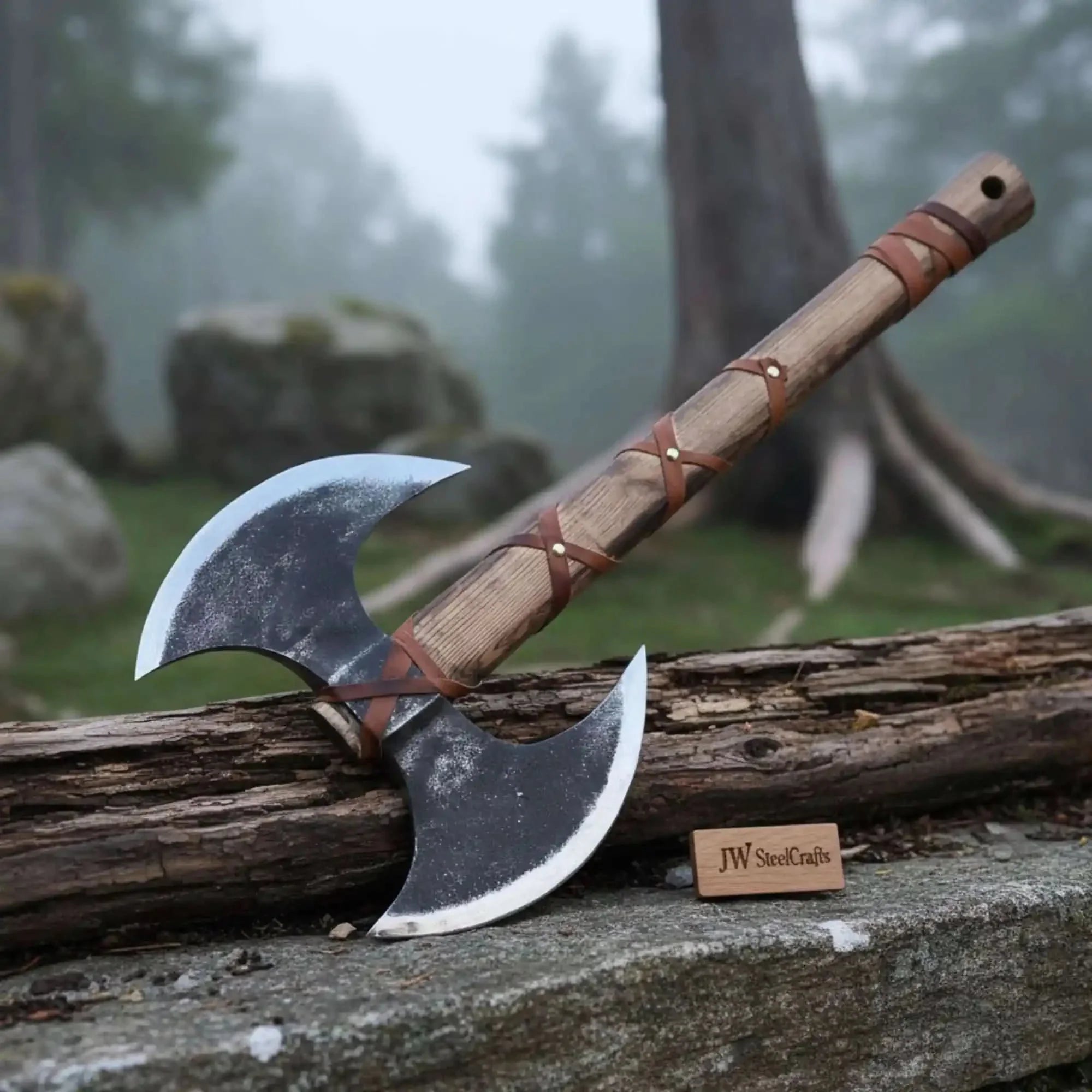 Unique Double-Headed Viking Axe - Handcrafted Decor Piece | Two Styles Available | JW SteelCrafts