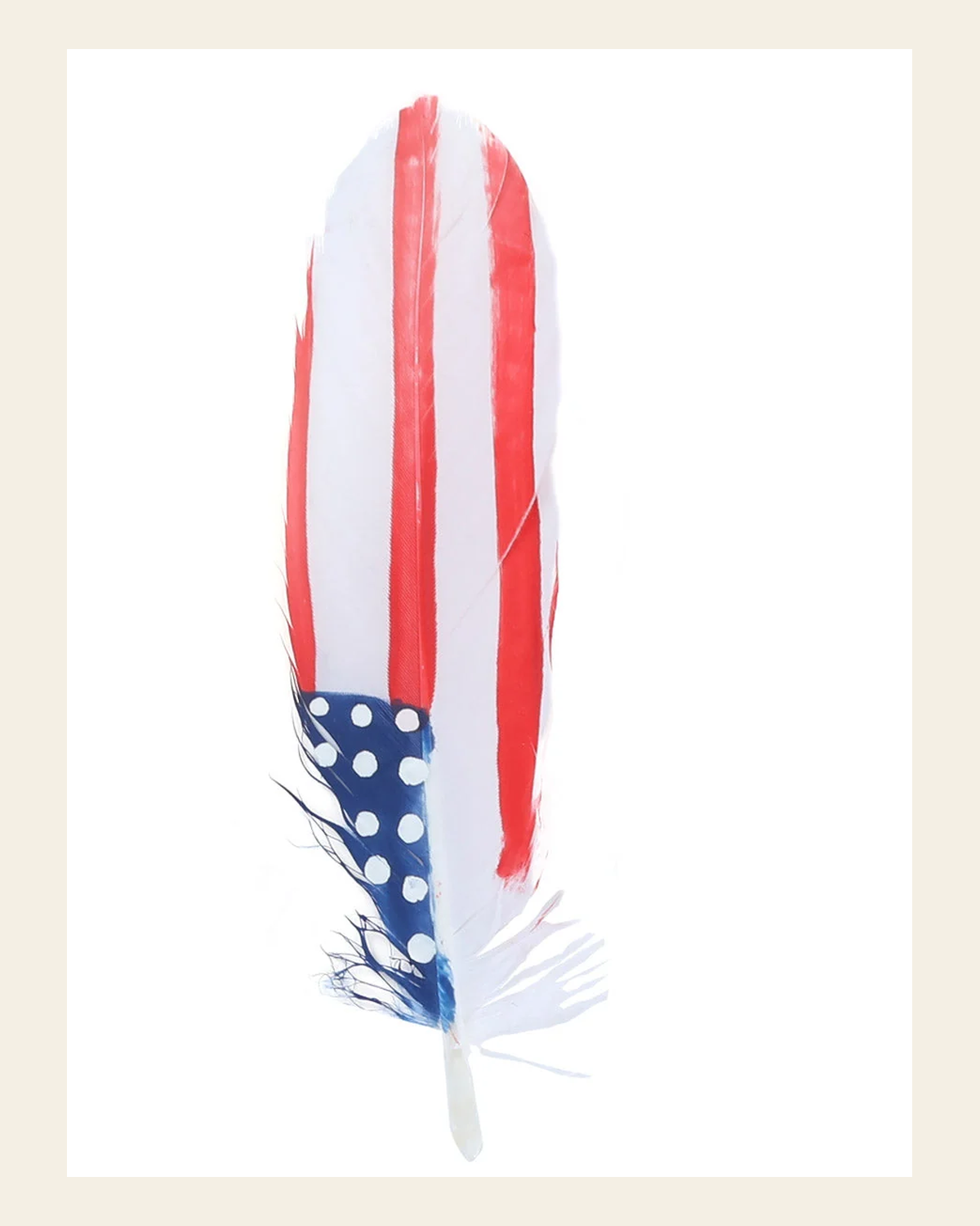 Hand Painted USA Hat Feather Accessory 42038 on a warm cream background