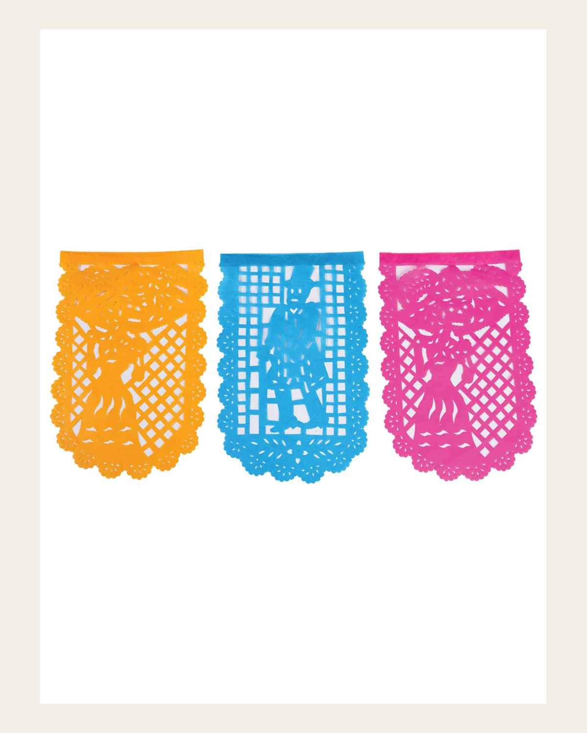 Decorative Papel Picado Day of the Dead Multicolor 601845 on a warm cream background