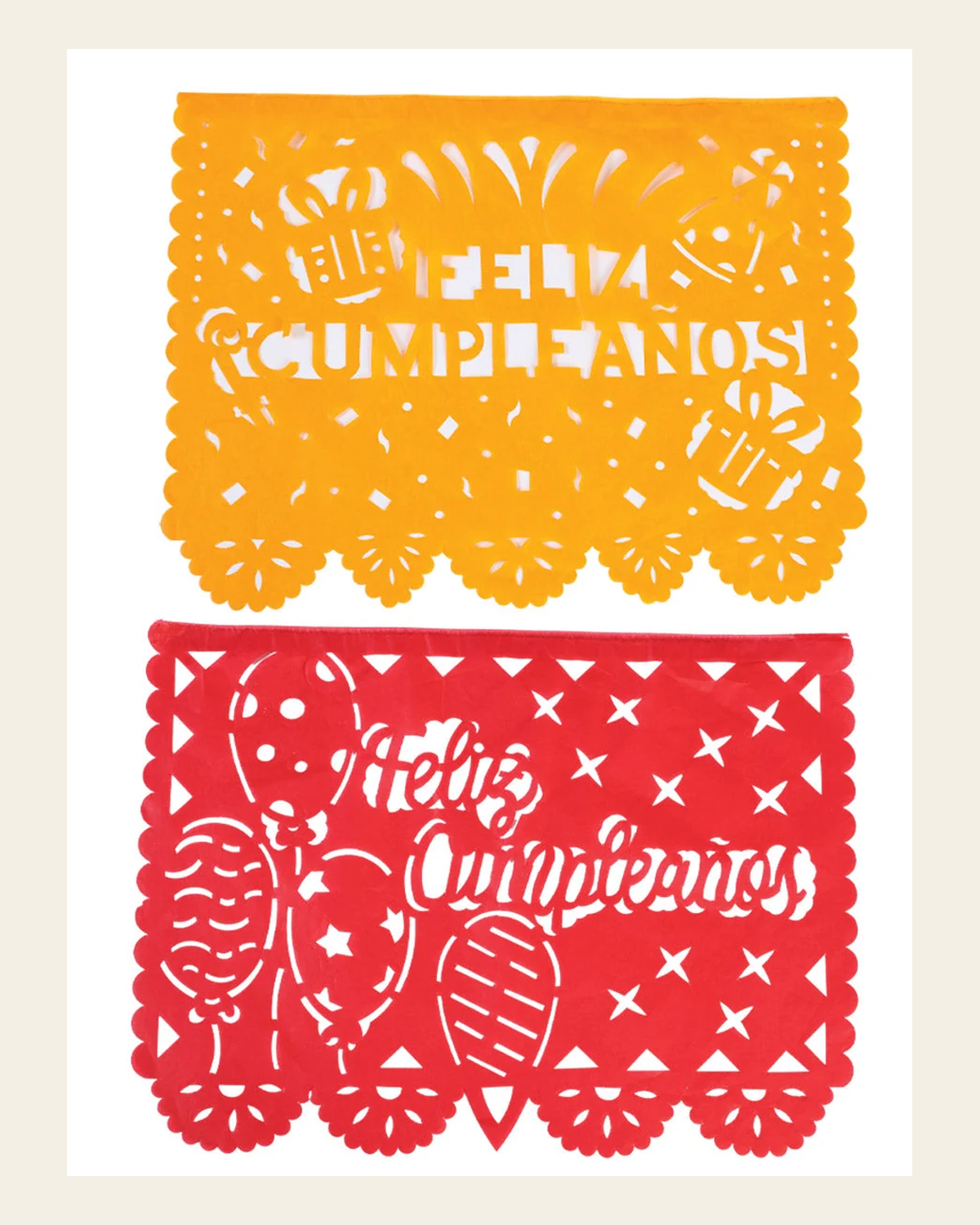 Decorative Papel Picado Feliz Cumpleaños Multicolor 601852 on a warm cream background