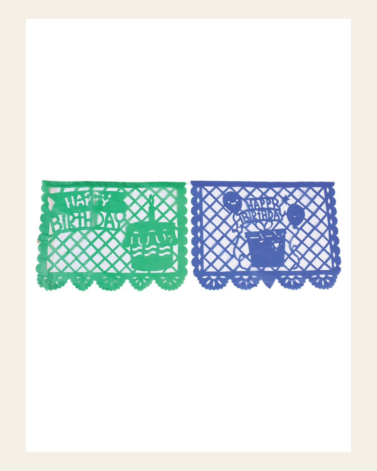 Decorative Papel Picado Happy Birthday Multicolor 601853 on a warm cream background
