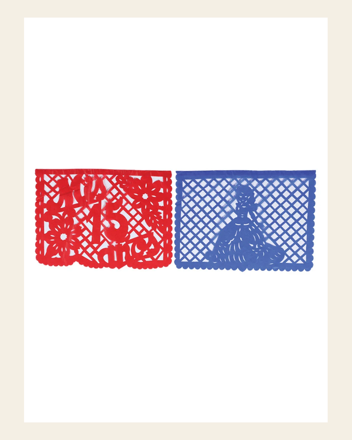 Decorative Papel Picado Mis XV Años Multicolor 601855 on a warm cream background