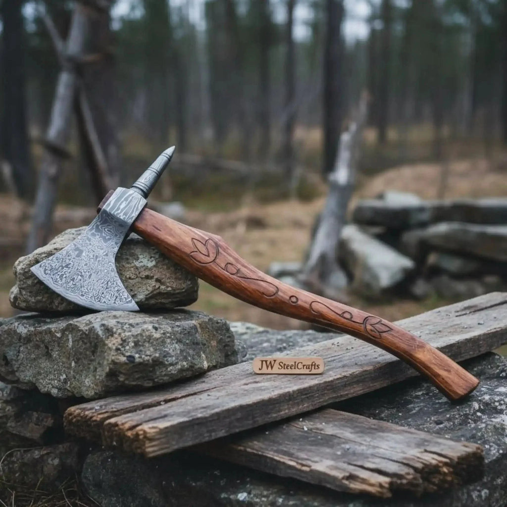 Varrok Spike Tomahawk axe with Damascus Steel Head