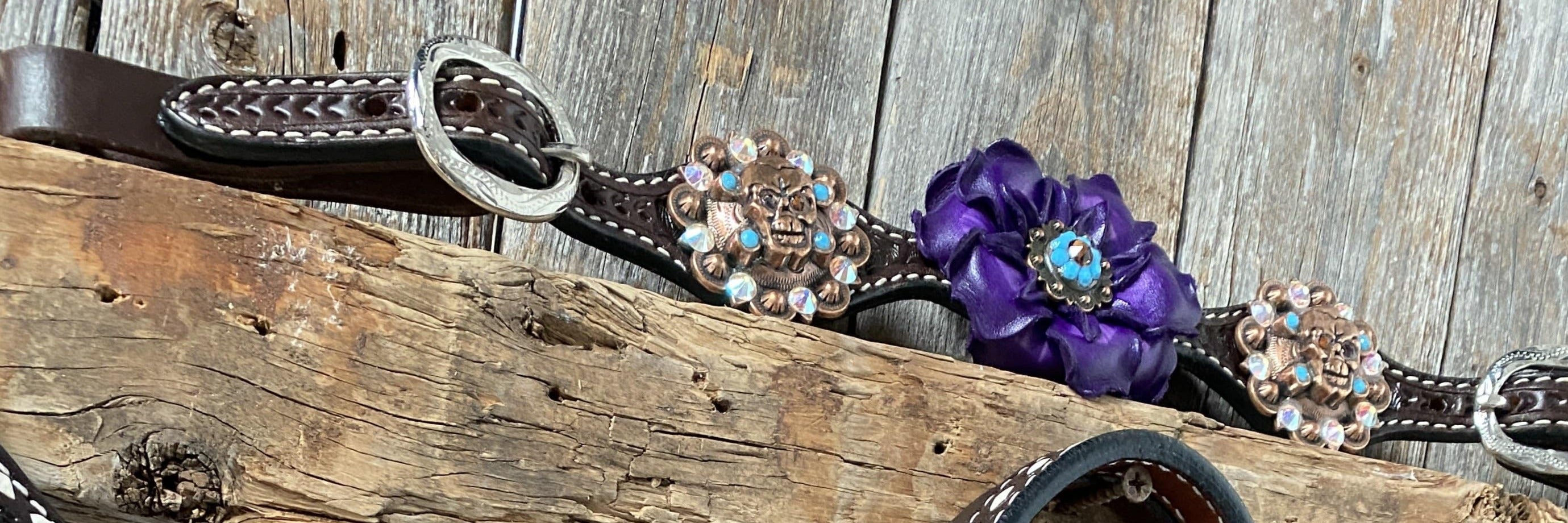 Dark Oil Purple Skull Browband - Breastcollar - Witherstrap Set #BBBC425 — view 3