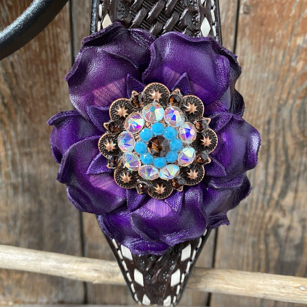 Dark Oil Purple Skull Browband - Breastcollar - Witherstrap Set #BBBC425 — view 4