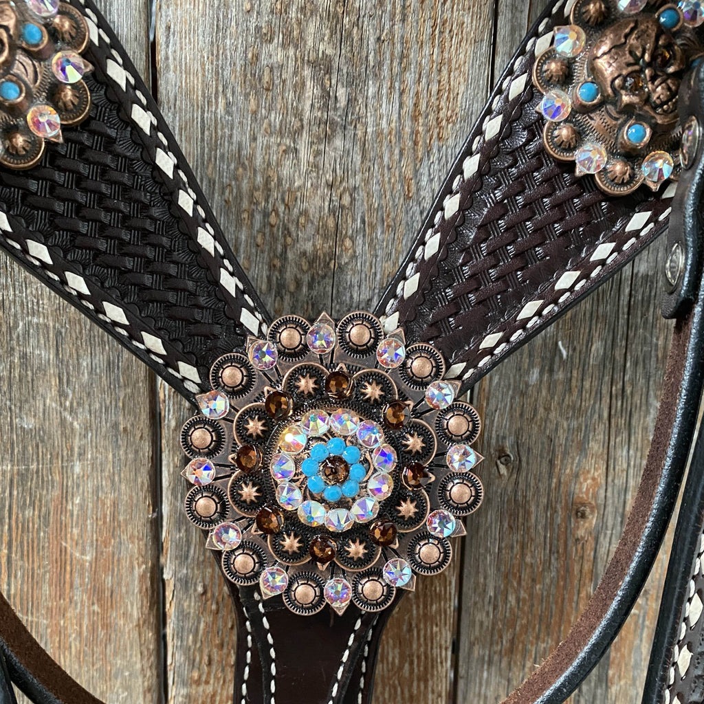 Dark Oil Purple Skull Browband - Breastcollar - Witherstrap Set #BBBC425 — view 6