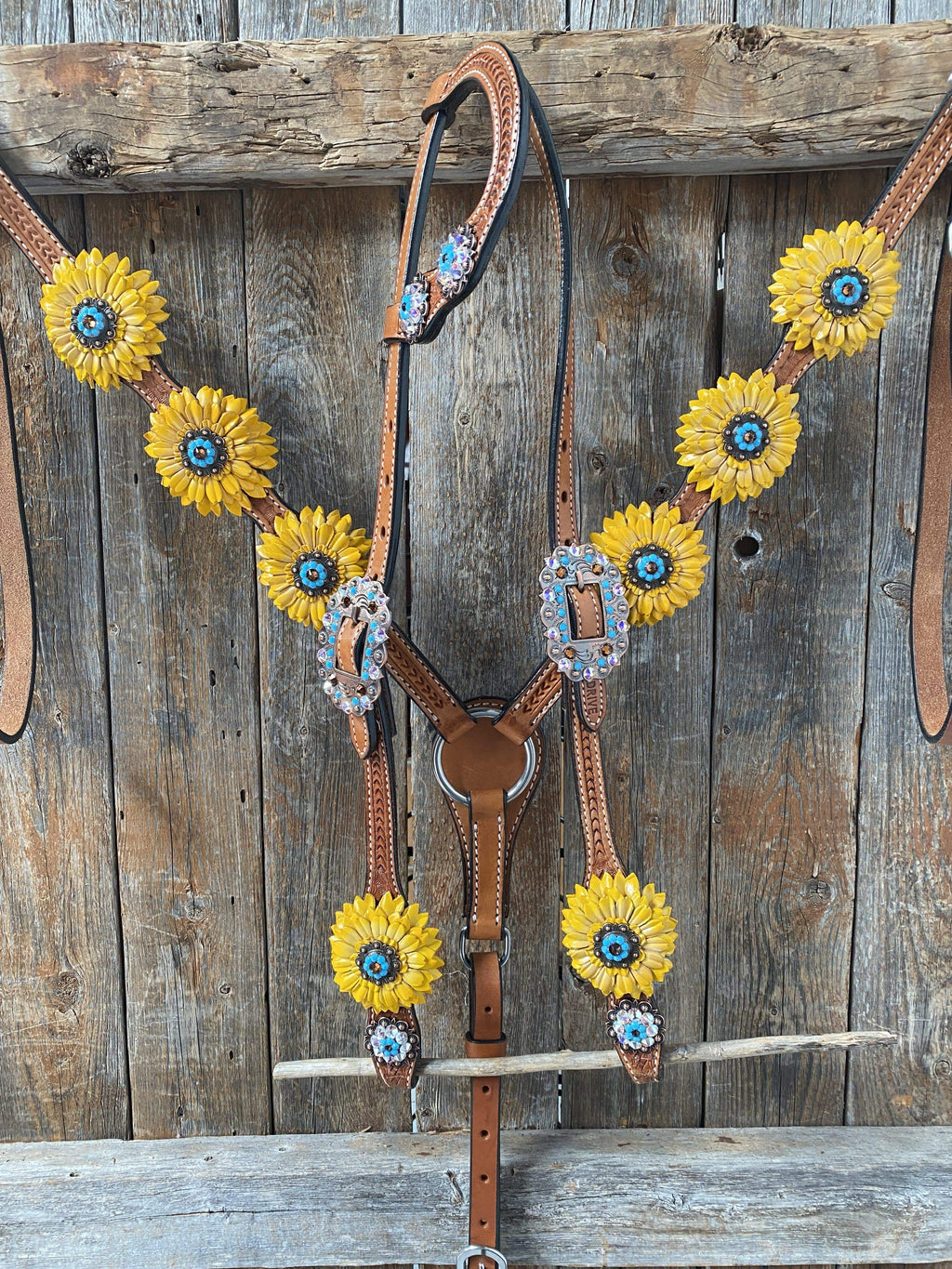 One Ear & Breastcollar -Yellow Daisy #OEBC422