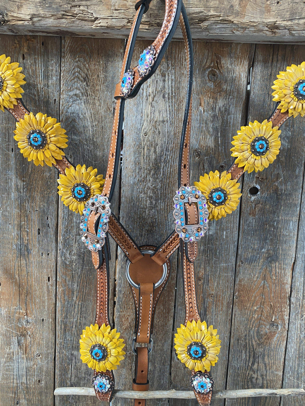 One Ear & Breastcollar -Yellow Daisy #OEBC422 — view 9