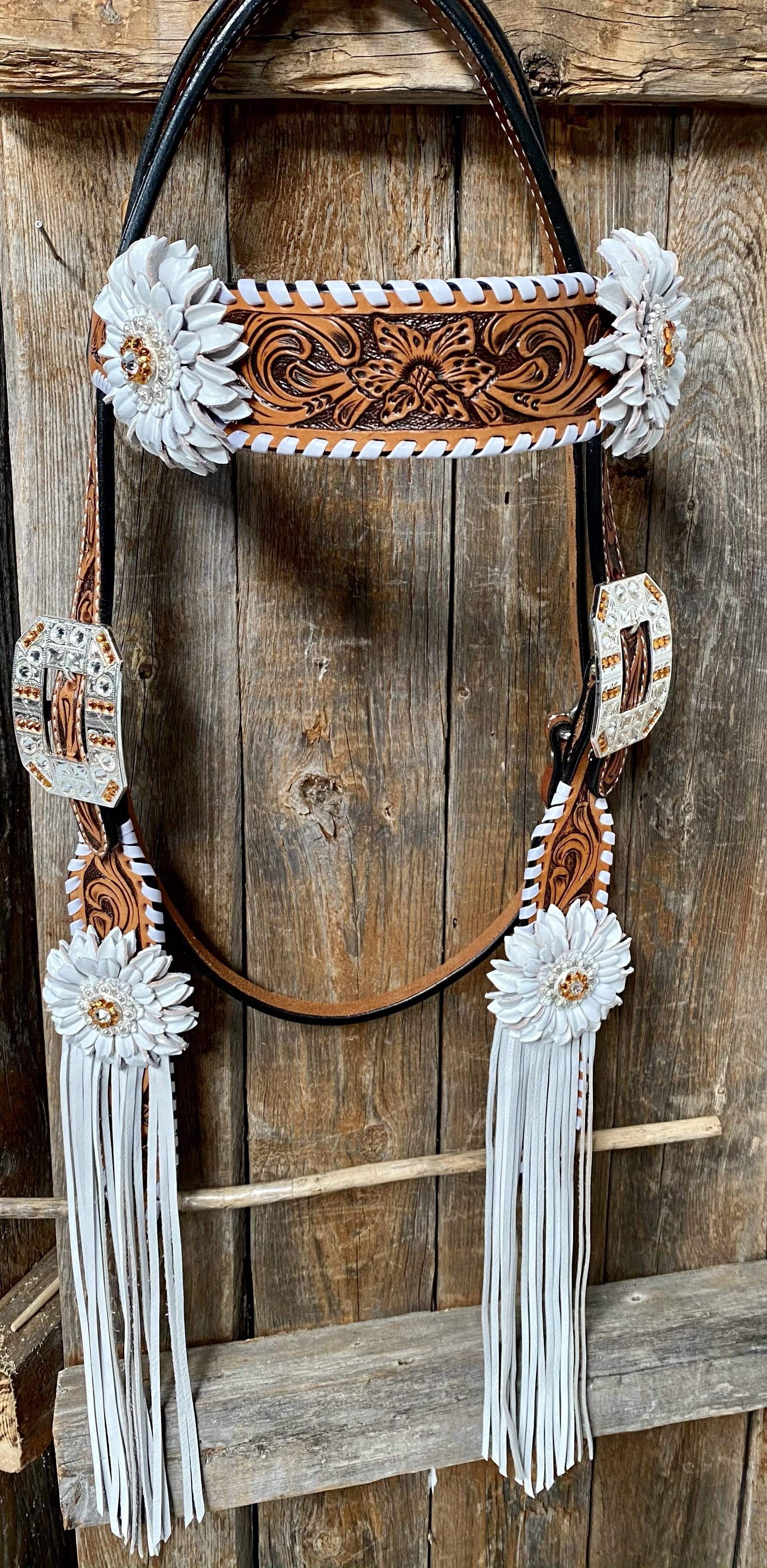Whipstitch Headstall -Golden & Daisy #BB265 — view 3