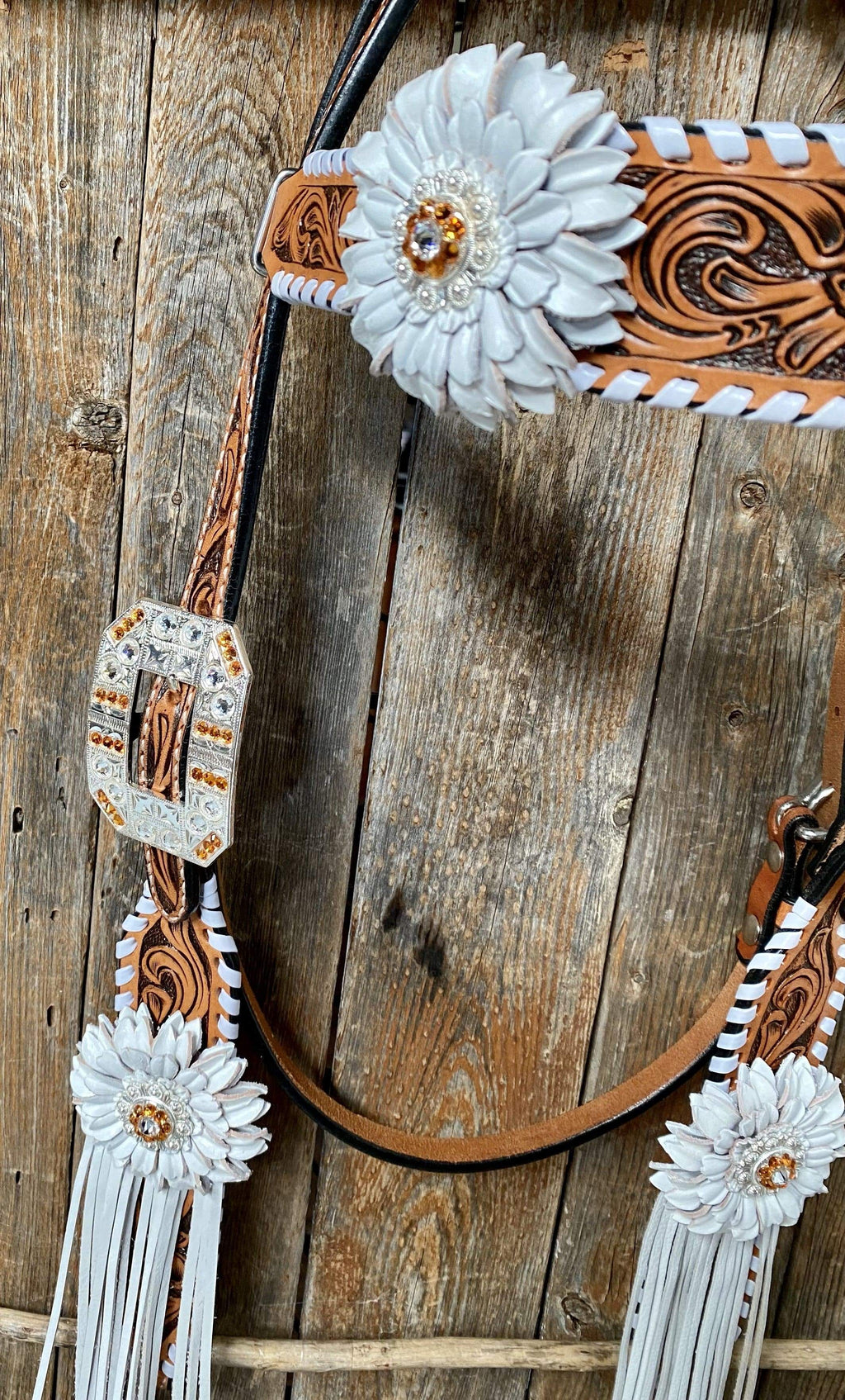 Whipstitch Headstall -Golden & Daisy #BB265 — view 4
