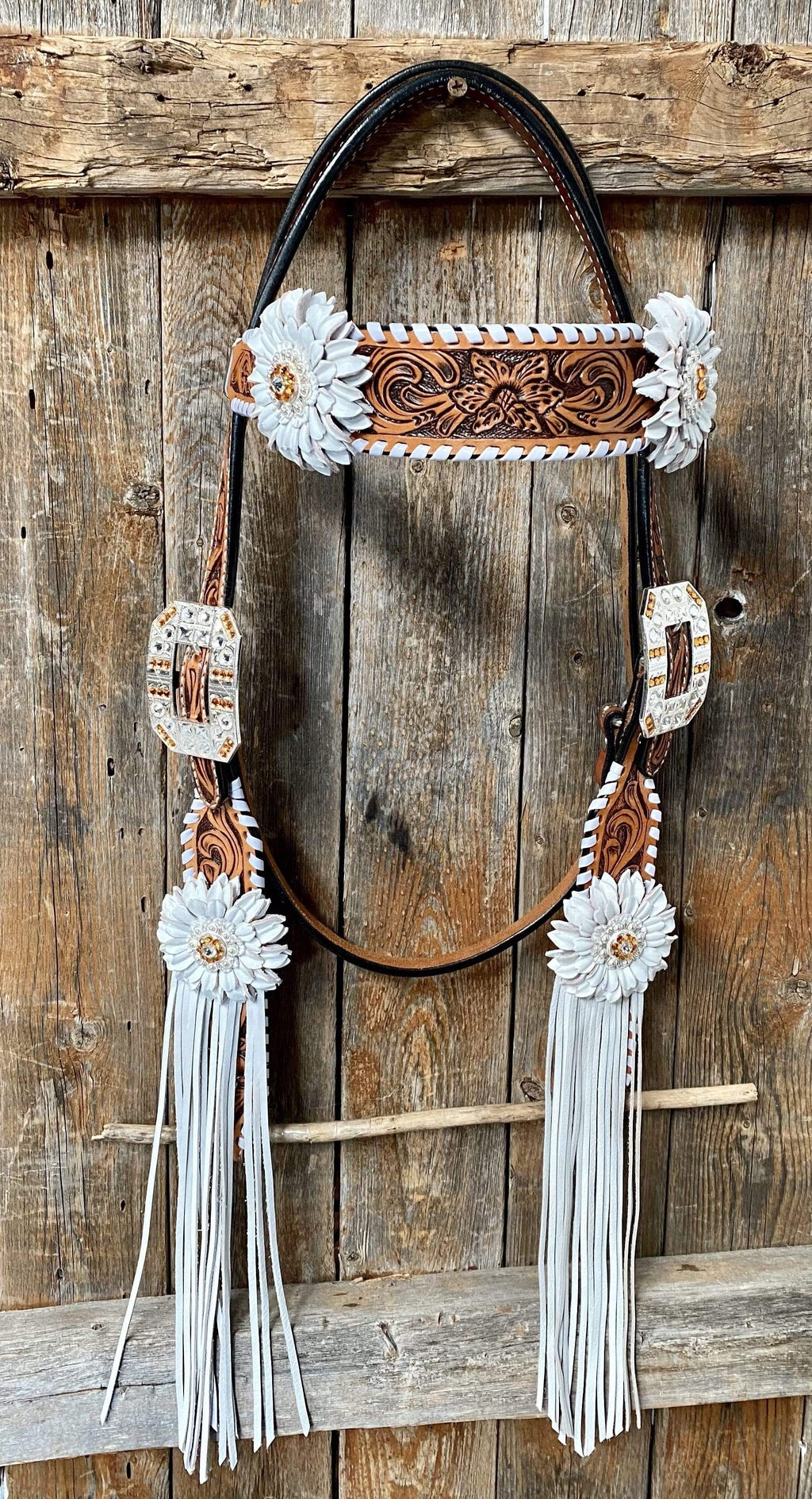 Whipstitch Headstall -Golden & Daisy #BB265