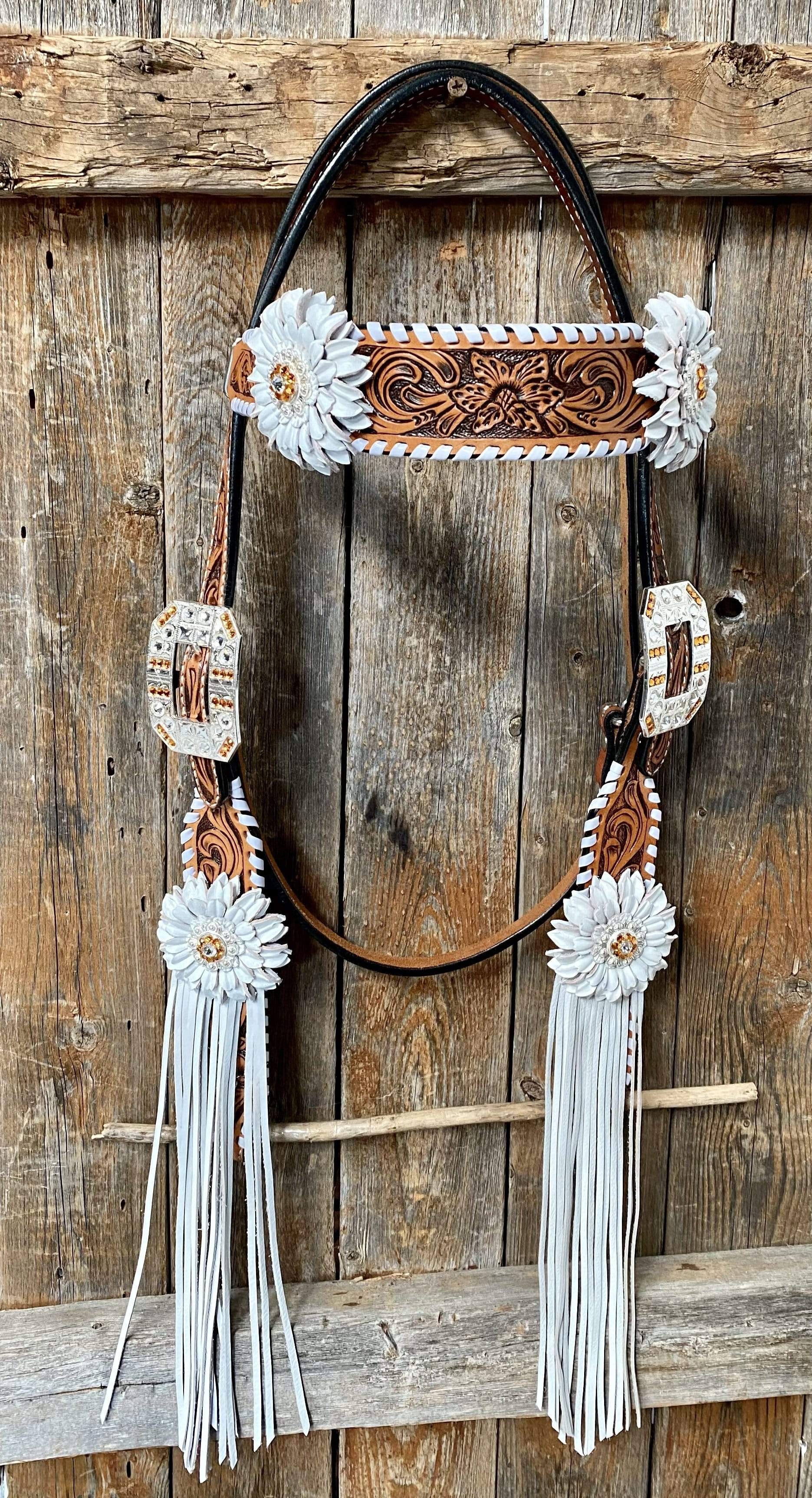 Whipstitch Headstall -Golden & Daisy #BB265