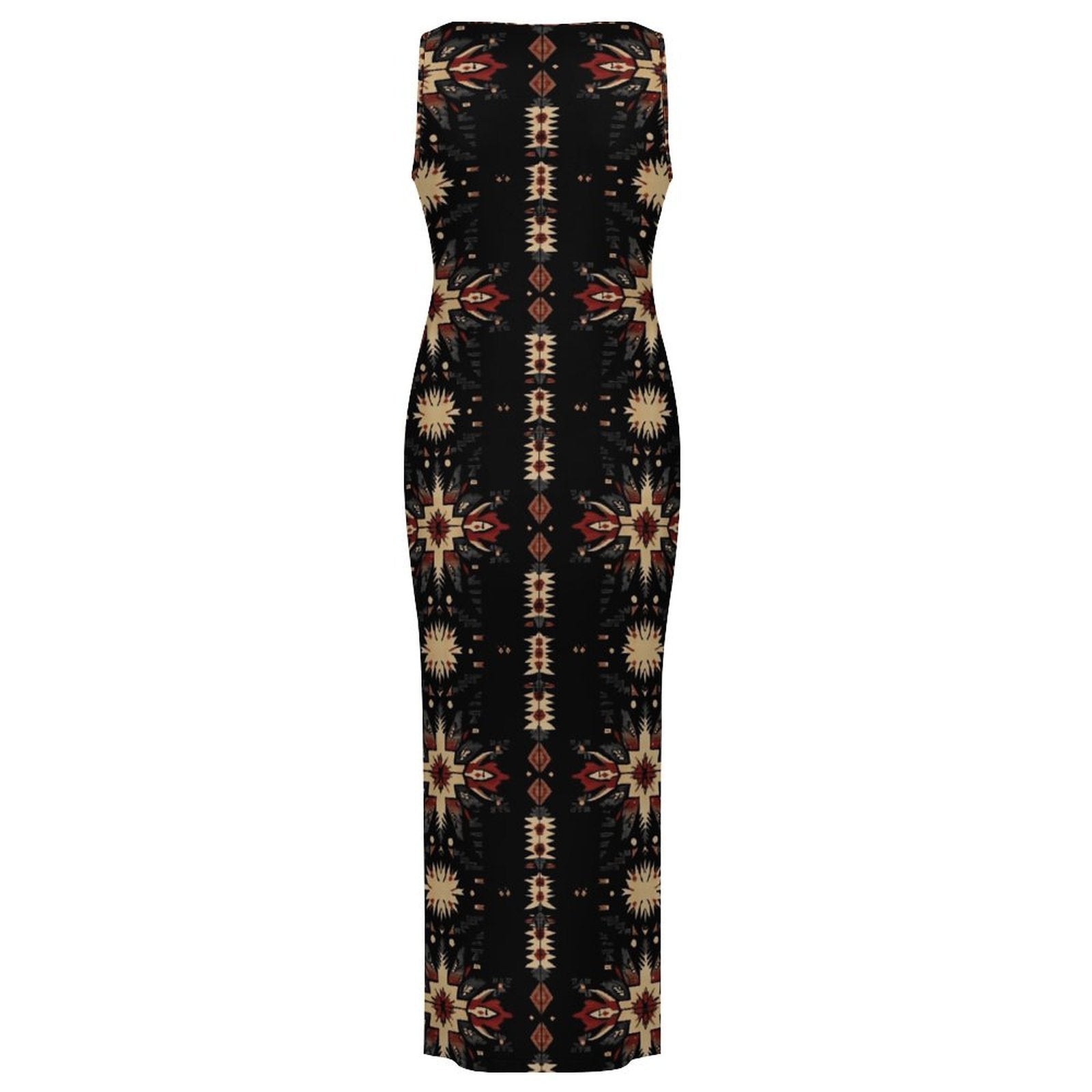 Baha Ranch Black and Tan Aztec Bodycon Side Slit Western Maxi Dress by Baha Ranch Western Wear - product image 4