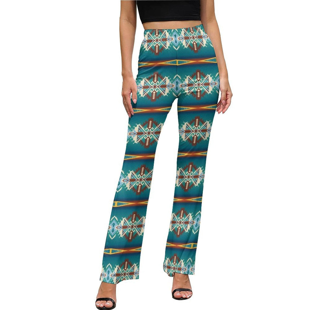 Baha Ranch Teal Aztec Flare Pants by Baha Ranch Western Wear - product image 10