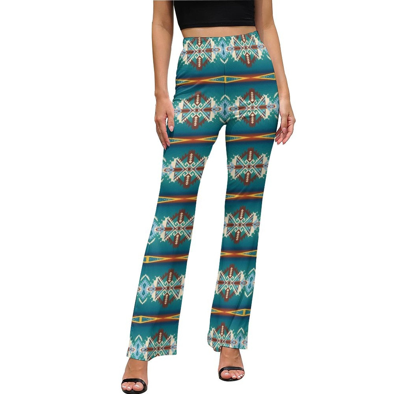 Baha Ranch Teal Aztec Flare Pants by Baha Ranch Western Wear - product image 10