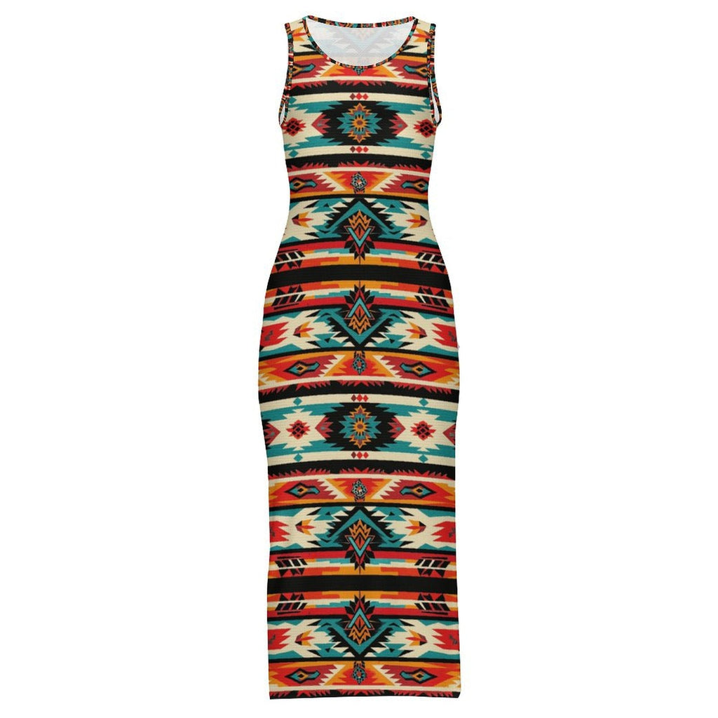 Baha Ranch Santa Fe Sleeveless Bodycon Side Slit Western Maxi Long Dress by Baha Ranch Western Wear - product image 5