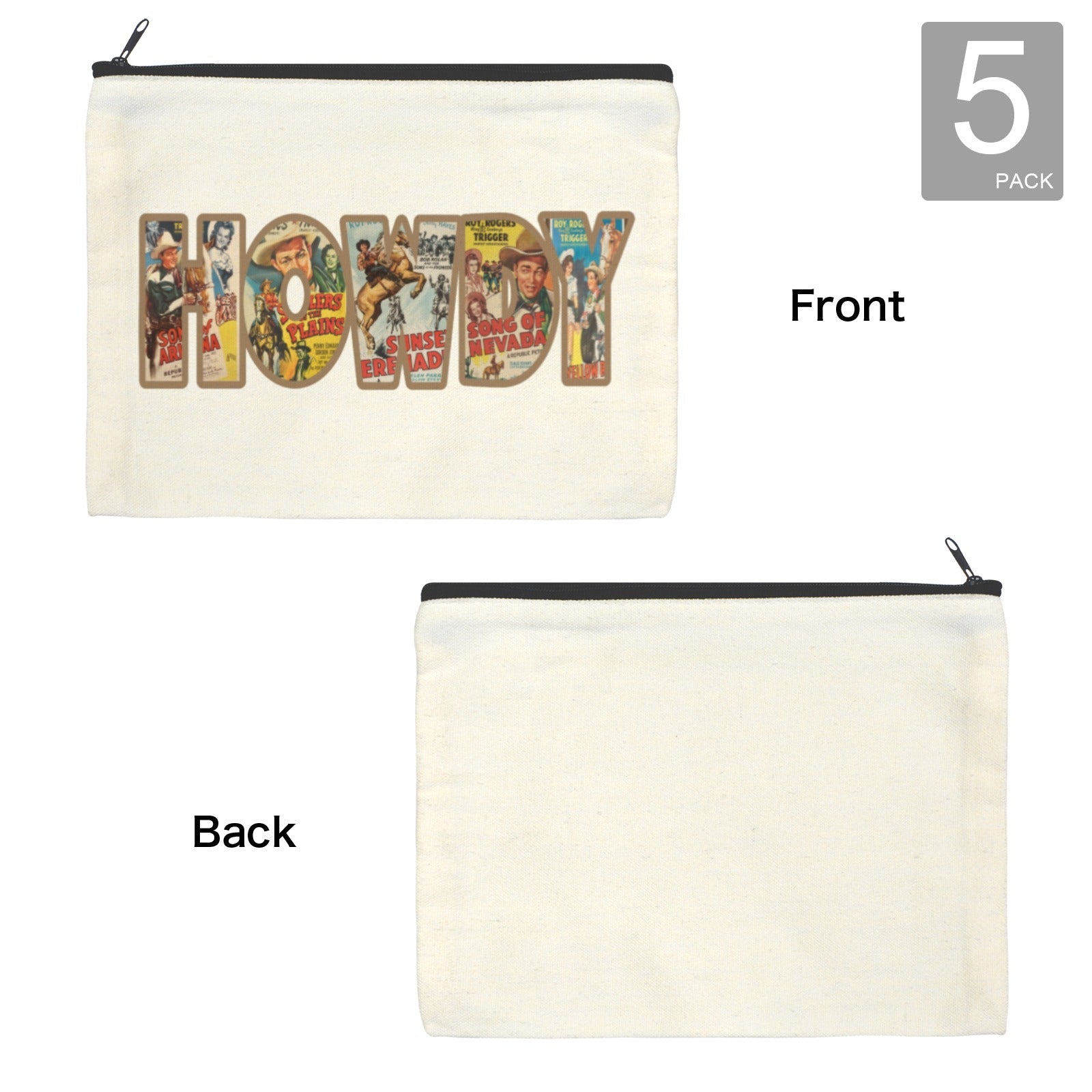 Baha Ranch Vintage Howdy Cosmetic Bag Pack of 5 Made in America by Baha Ranch Western Wear - product image 4