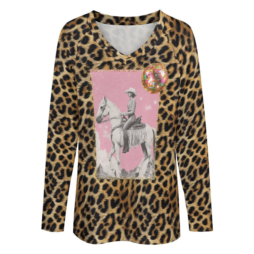 Baha Ranch Retro Pop Western Leopard Cowgirl Long Sleeve Top by Baha Ranch Western Wear - product image 3