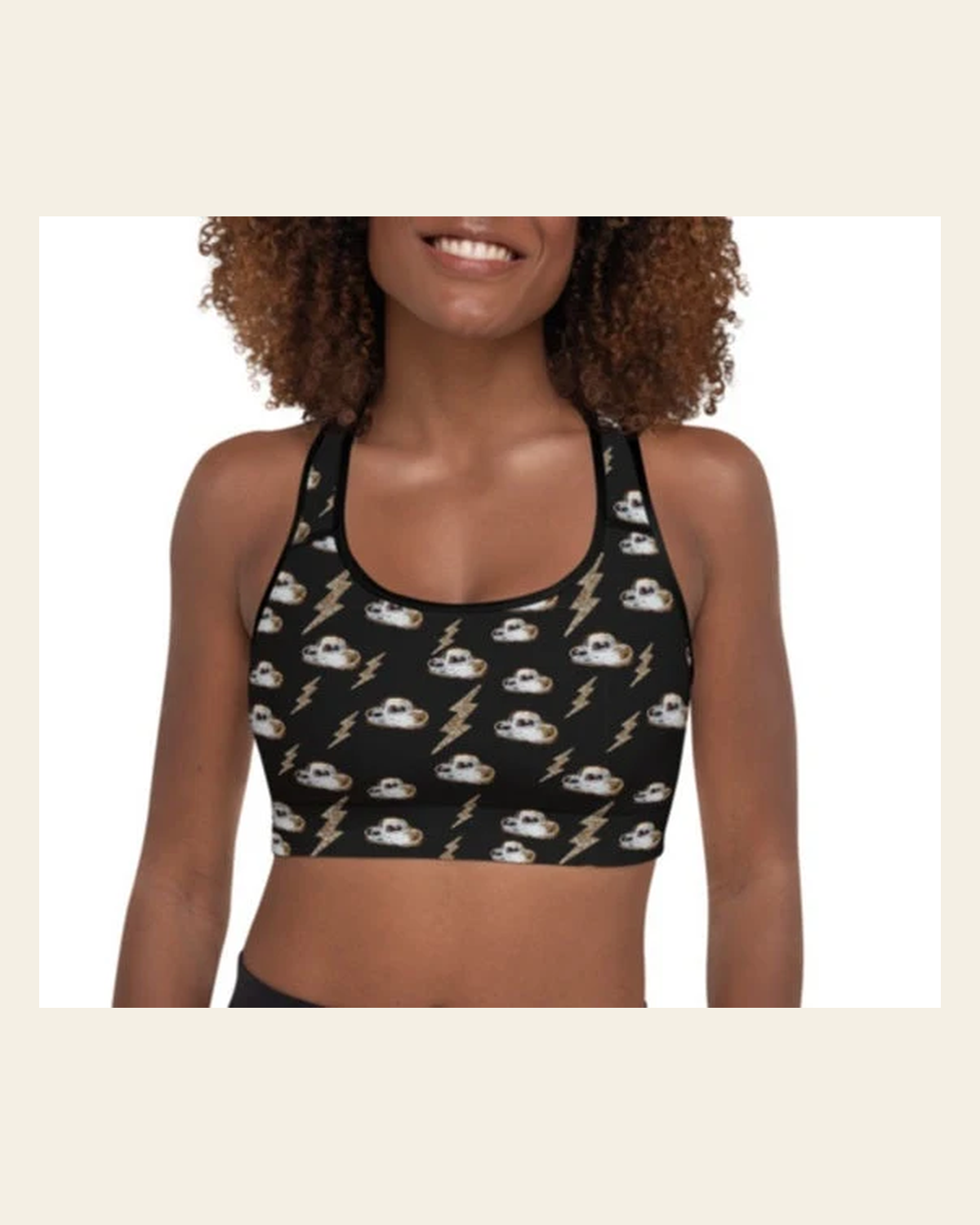 Disco Cowgirl Sports Bra on a warm cream background