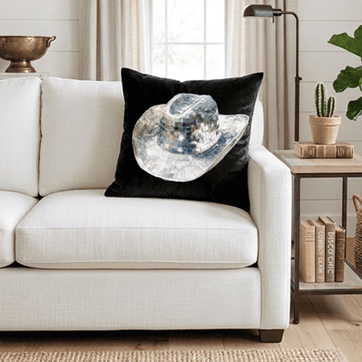 Baha Ranch Disco Hat Velvety Soft Pillow Cover Made in America by Baha Ranch Western Wear