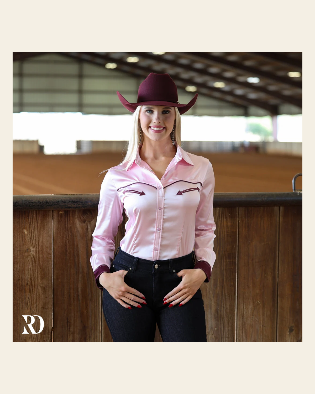 Dixie Satin Performance Rodeo Shirt on a warm cream background
